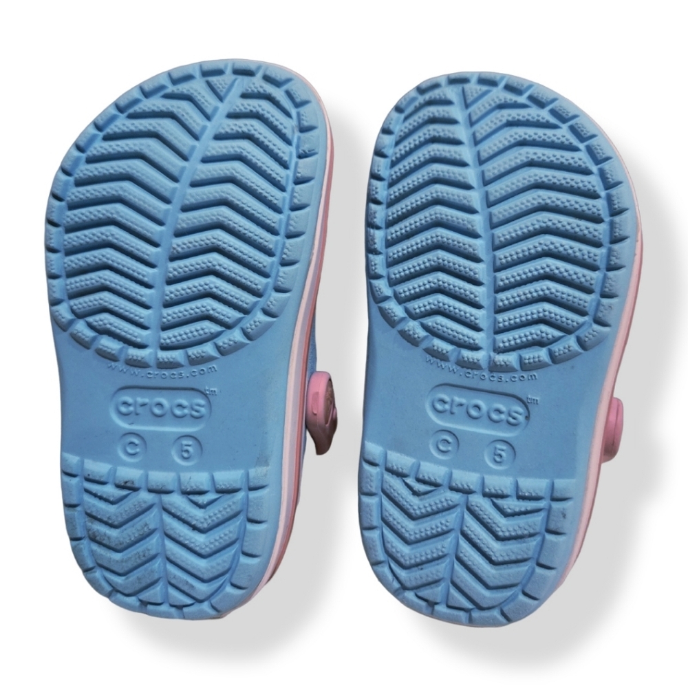 Like New CROCS Crocband Clog Kids – Rare Ice Blue/White Color – Size C5 - Picture 6 of 9